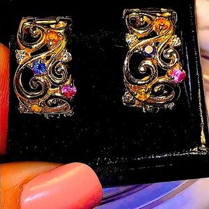 Gorgeous EFFY 14K Sapphire & Diamond Earrings